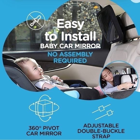 Leo & Ella Baby Car Mirror, Safety First, Certified Crash Tested Shatterproof - Picture 2 of 5
